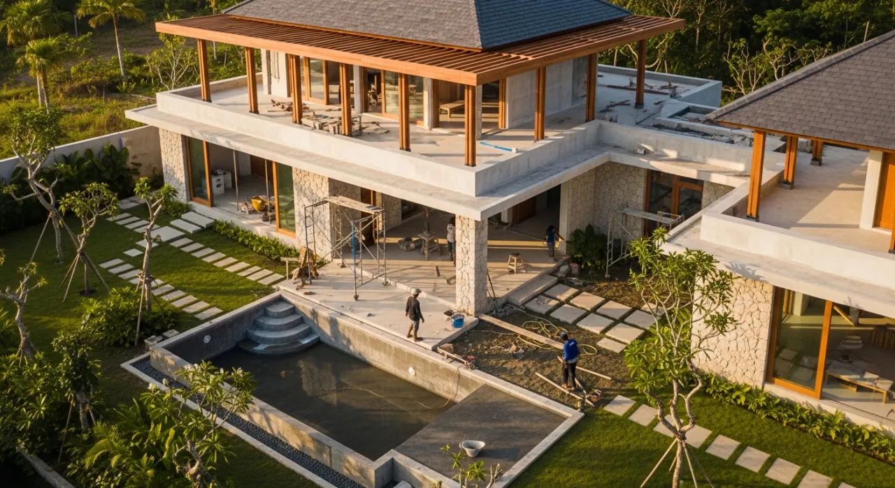 Balitecture villa construction project underway in Bali