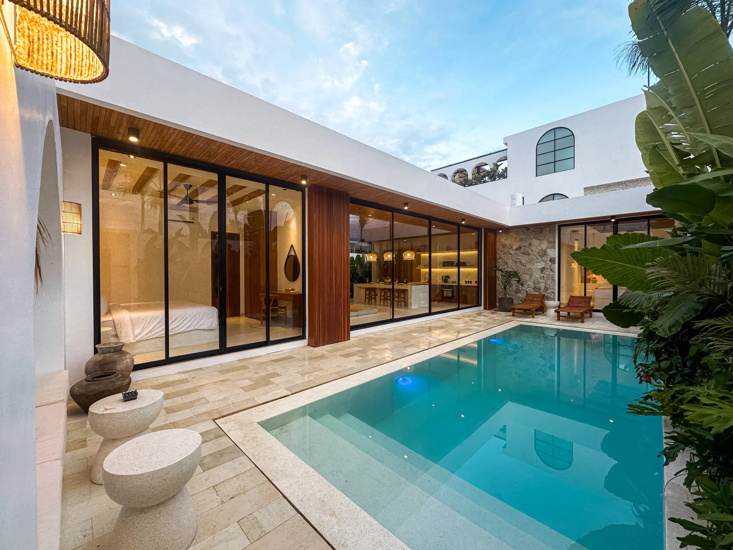 Casa Petak Canggu - villa facade with private pool and timber detailing