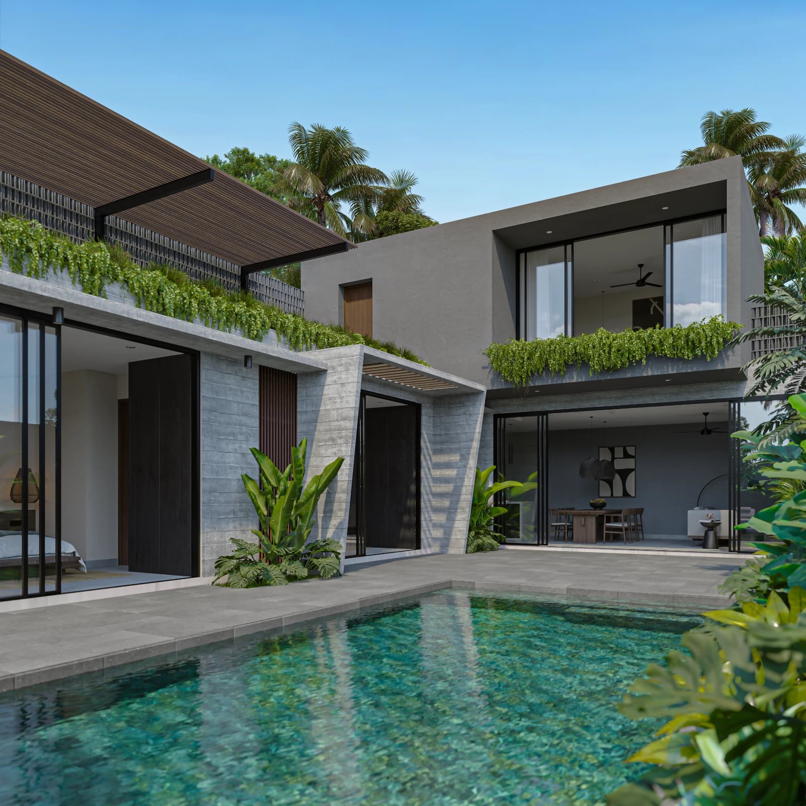 Dasa Ubud villa facade with private pool and outdoor decking