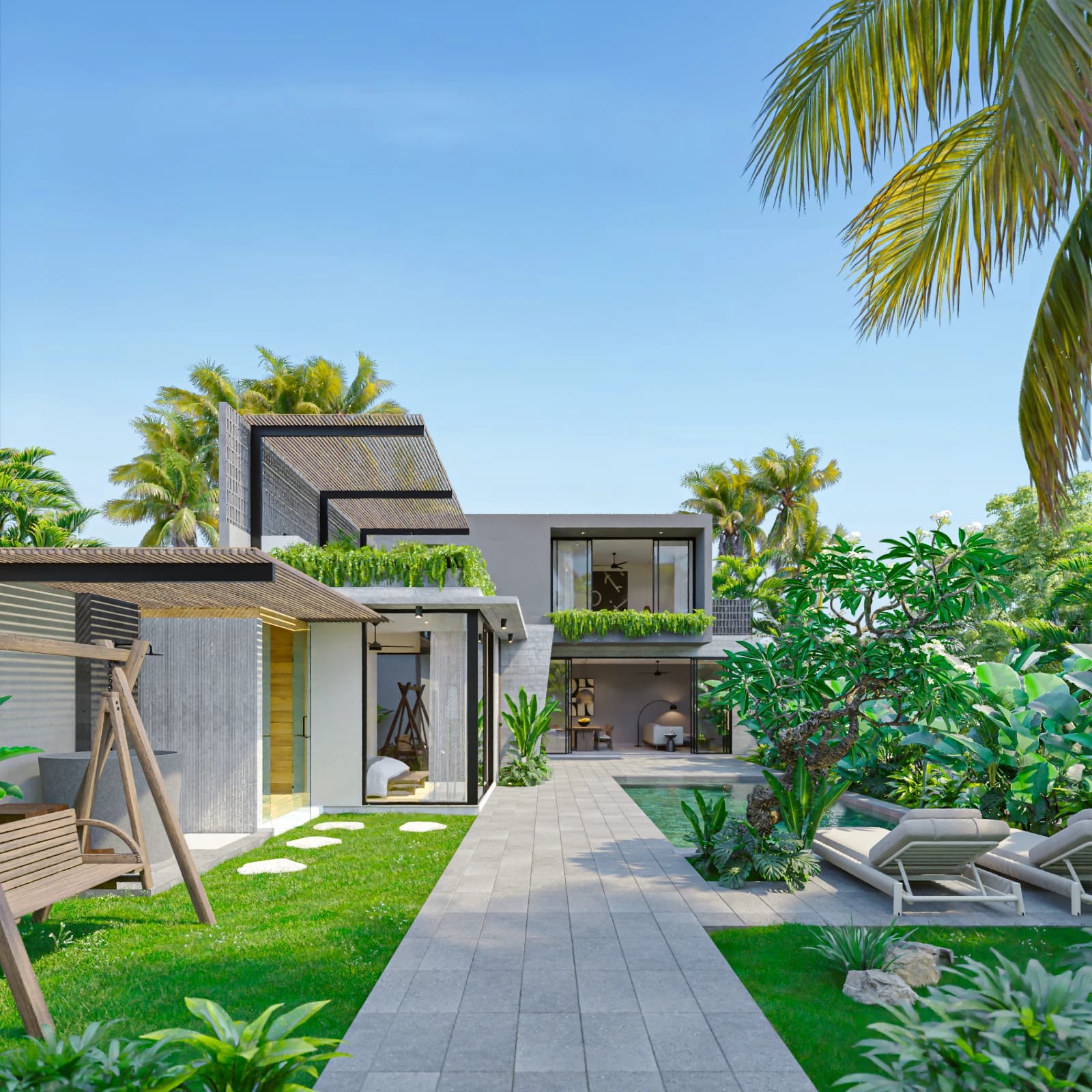 Dasa Ubud elevation with slatted timber screen detail