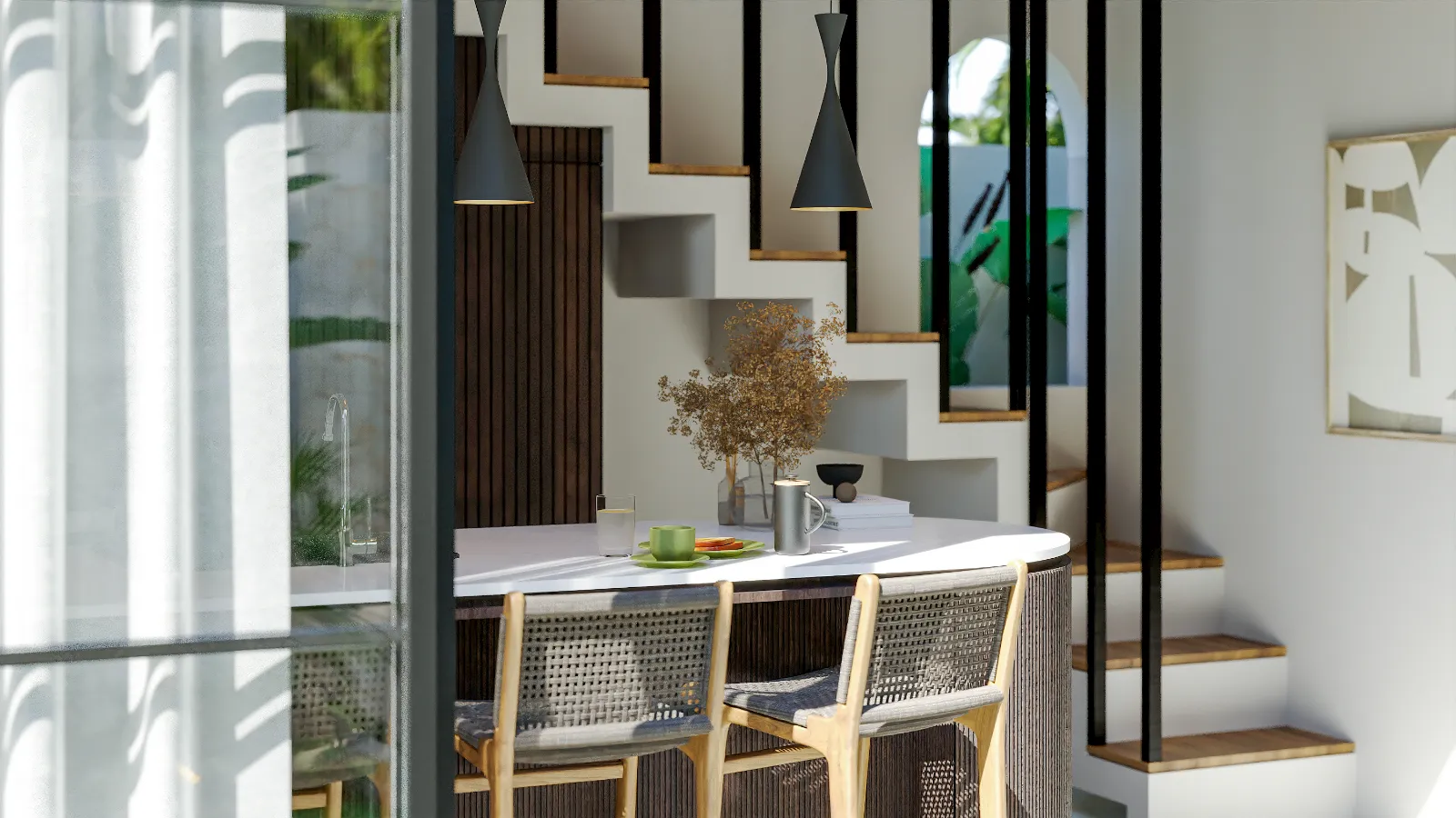 Solas Uluwatu kitchen island with curved counter