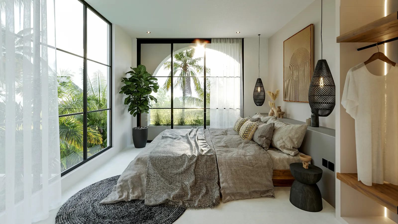 Solas Uluwatu second bedroom with arched window