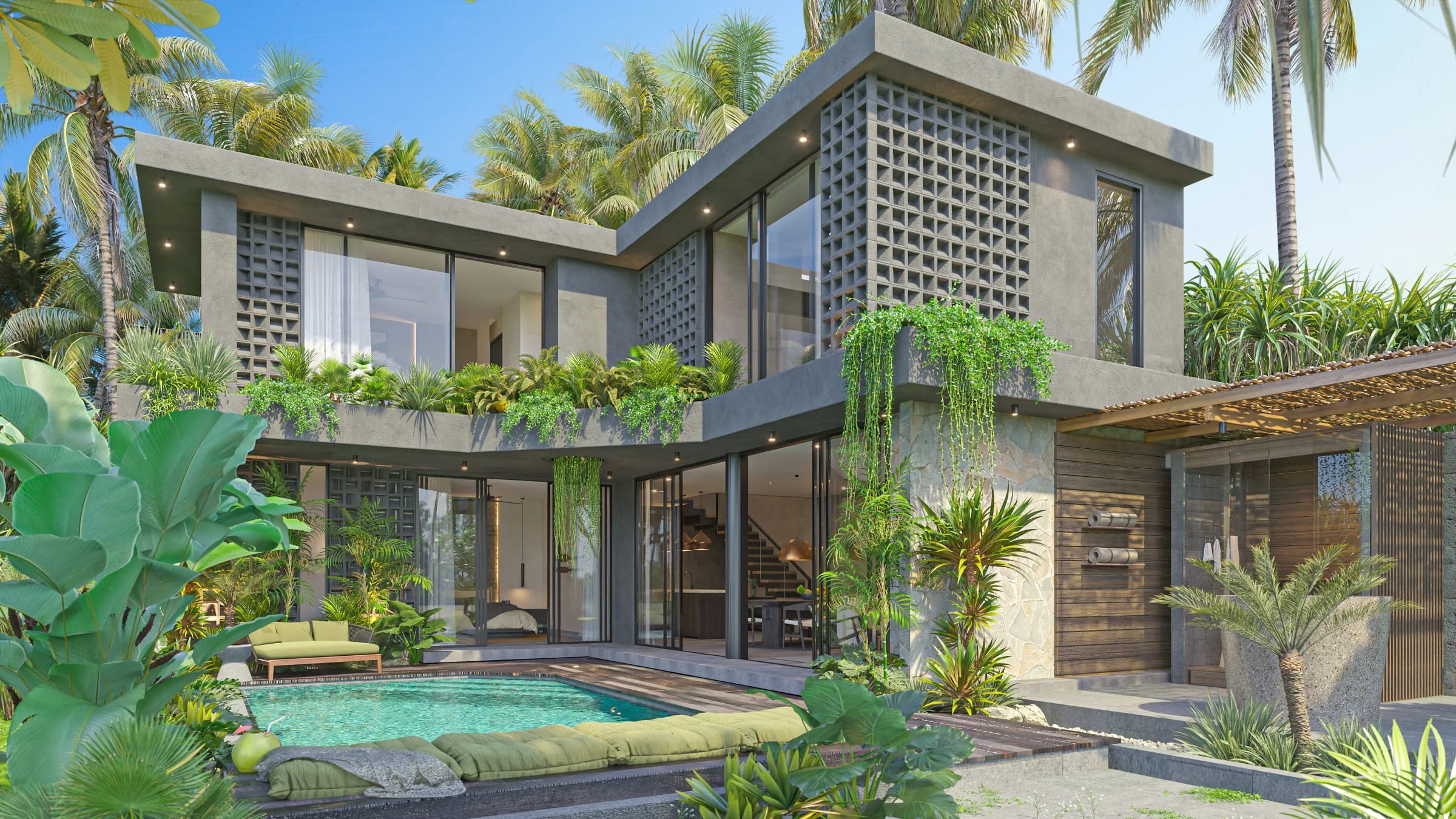 Suku Residences 3-bedroom villa - full facade with private pool