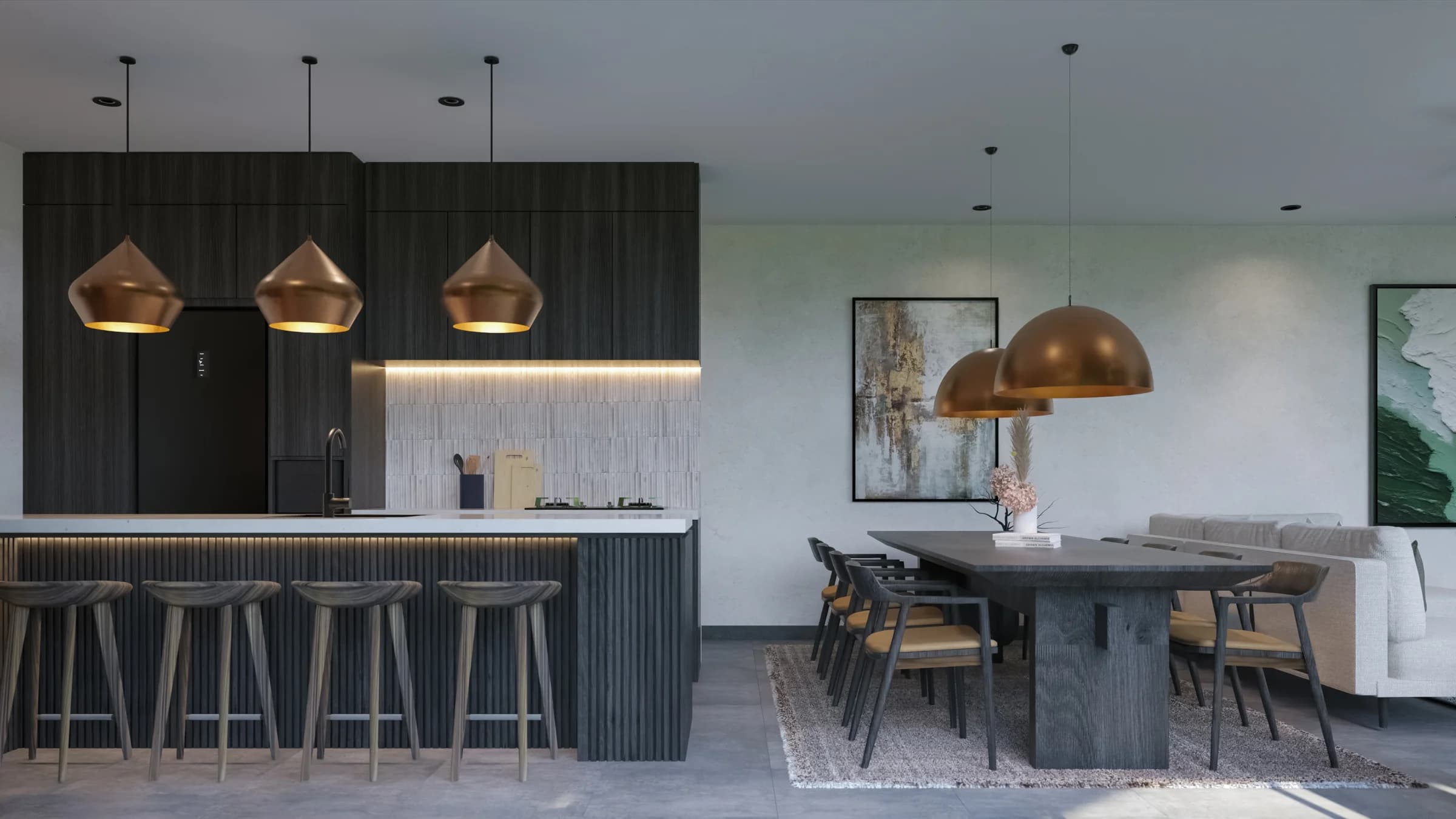 Kitchen and dining in a 4-bedroom villa at Suku Residences, Uluwatu, by Balitecture