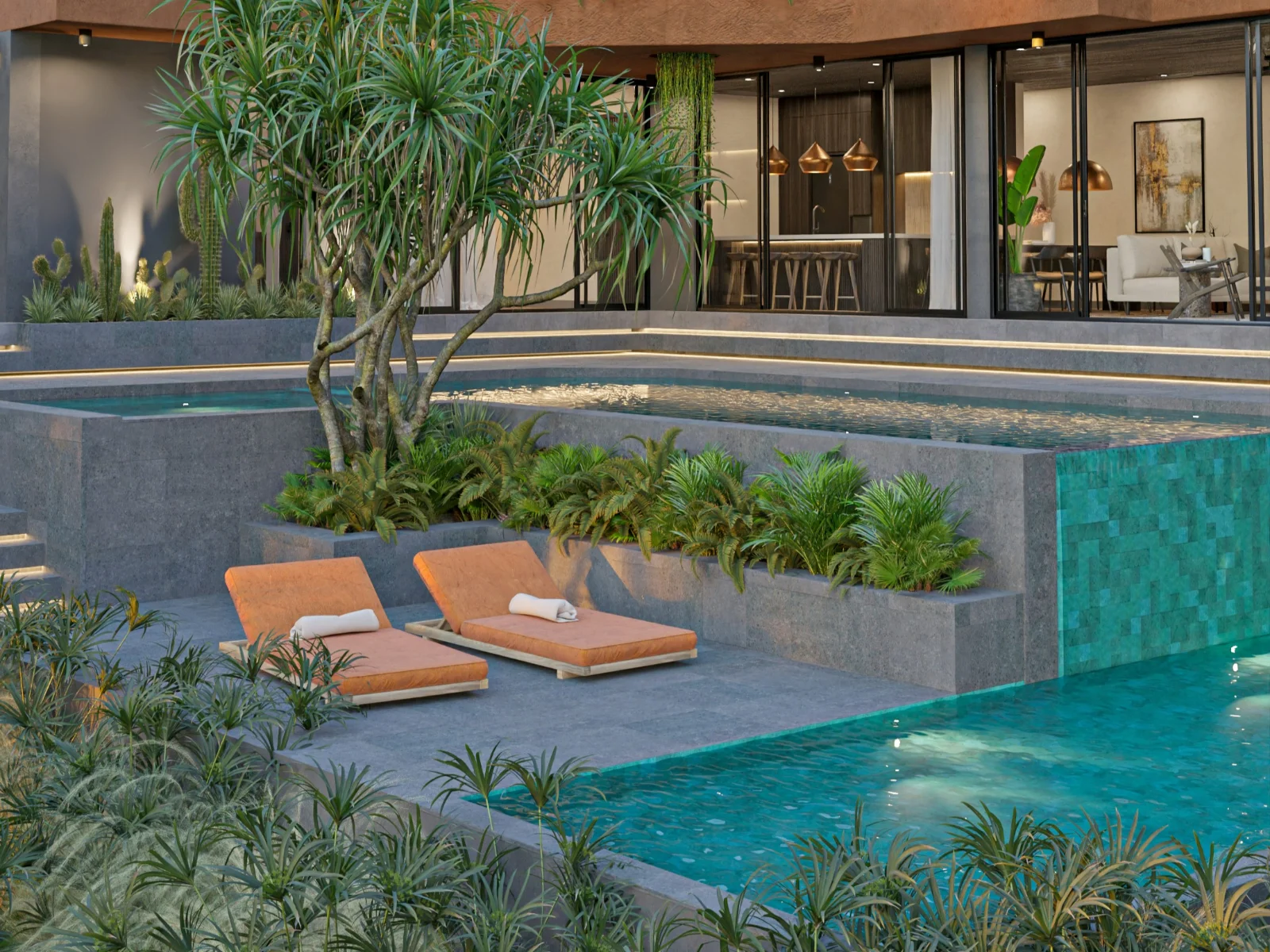 Suku Residences pool villa render in Uluwatu by Balitecture