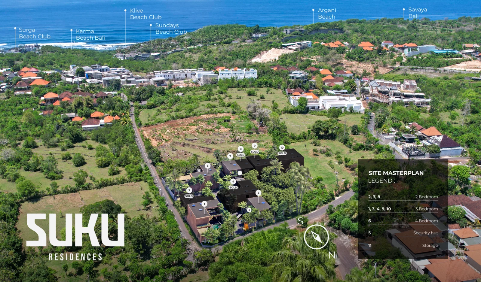 Suku Residences aerial - the boutique community context in Uluwatu