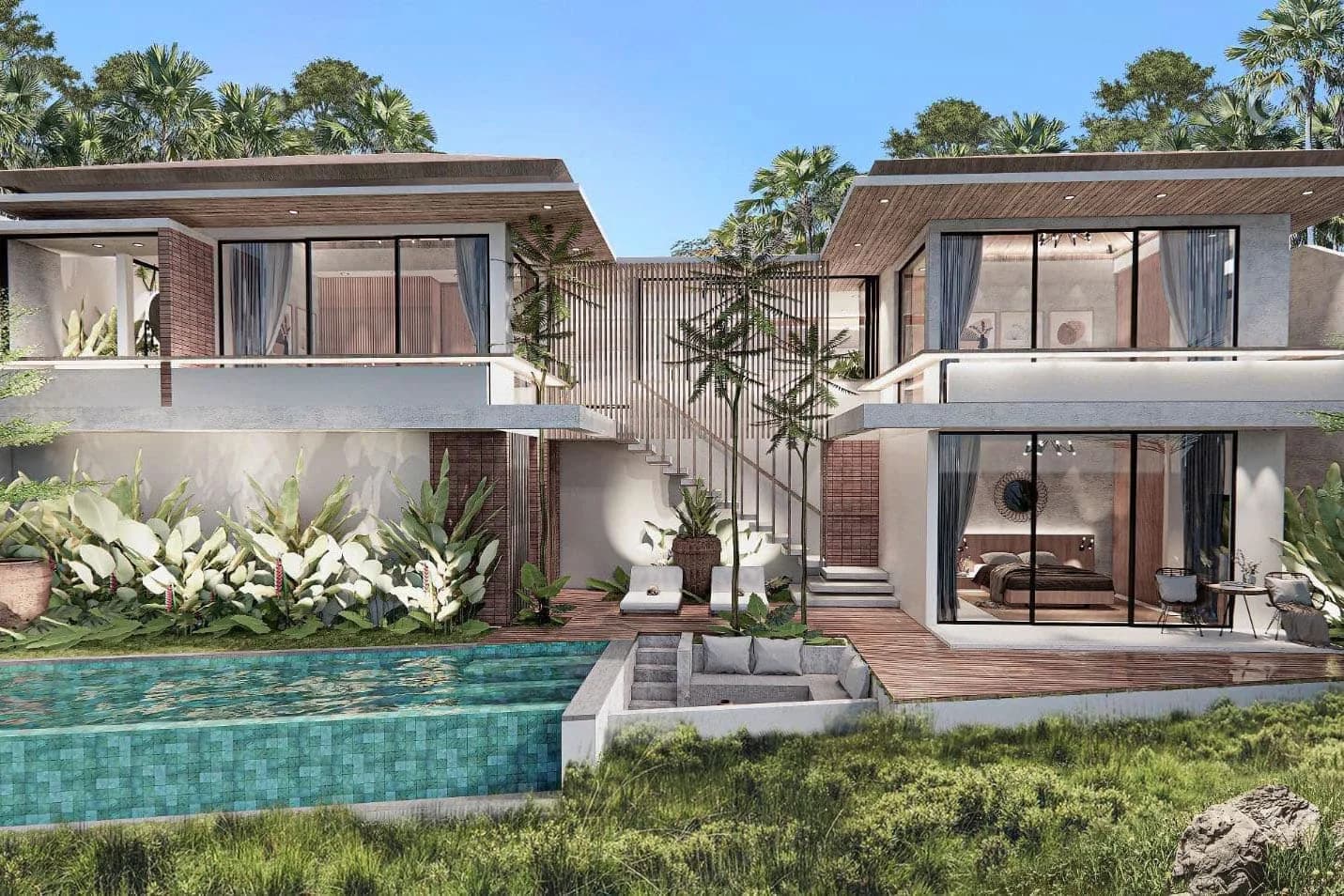 River Edge Villa - Tropical Brutalist villa by Balitecture