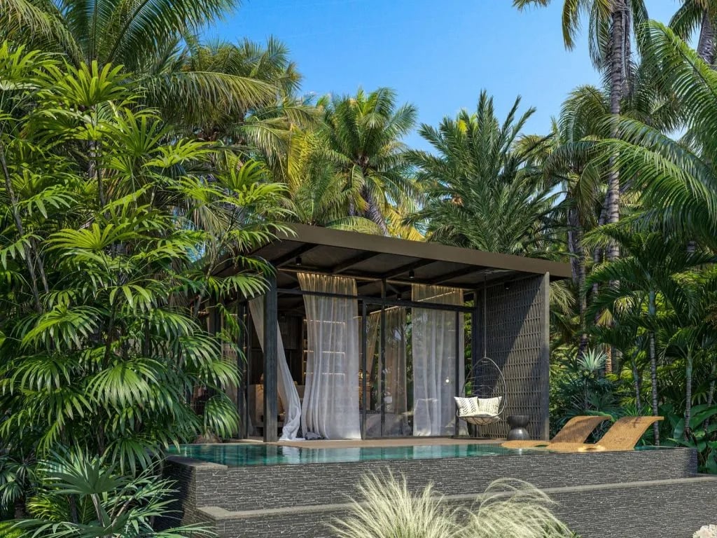 Architectural render of a luxury Balitecture villa design in Bali